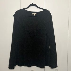 Perfect Peach Black Ruffle Top